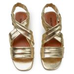 SANDALIA ITRECCIATA EM COURO LEGITIMO DOURADA