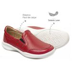 Tênis Feminino conforto couro legítimo cor vermelho