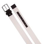 Cinto masculino casual em gorgurão cor natural e couro legítimo marrom 4 cm largura