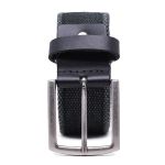 Cinto masculino casual em gorgurão cor preto envelhecido e couro legítimo preto 4 cm largura