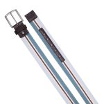 Cinto masculino casual em gorgurão cor azul e marrom couro legítimo marrom 4 cm largura