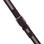 Cinto masculino casual em gorgurão cor marrom e bege couro legítimo marrom 4 cm largura