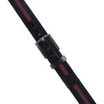 Cinto masculino casual em gorgurão cor preto e vermelho couro legítimo preto 4 cm largura