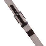 Cinto masculino casual em gorgurão cor bege e couro legítimo marrom 4 cm largura