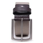 Cinto masculino casual em gorgurão cor bege e couro legítimo marrom 4 cm largura