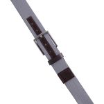 Cinto masculino casual em gorgurão cor cinza e couro legítimo marrom 4 cm largura