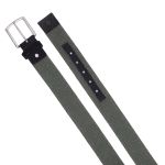 Cinto masculino casual em gorgurão cor verde militar couro legítimo preto 4 cm largura