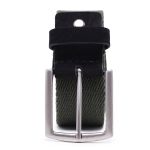 Cinto masculino casual em gorgurão cor verde militar couro legítimo preto 4 cm largura
