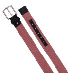 Cinto masculino casual em gorgurão cor vermelho couro legítimo preto 4 cm largura