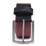 Cinto masculino casual em gorgurão cor vermelho couro legítimo preto 4 cm largura
