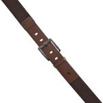 Cinto Masculino em elástico e couro legítimo nas pontas cor café largura 4 cm
