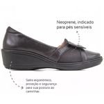 Sapatilha Feminina conforto couro legítimo cor café com Neoprene