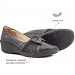 Sapatilha Feminina conforto couro legítimo cor café com Neoprene