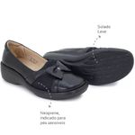 Sapatilha Feminina conforto couro legítimo cor preta com Neoprene