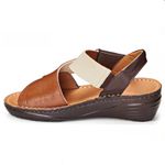 Sandália Feminina anatômica couro legítimo cor café com creme