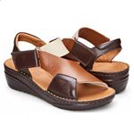 Sandália Feminina anatômica couro legítimo cor café com creme
