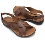 Sandália Feminina couro legítimo cor caramelo super confortável