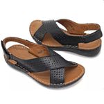 Sandália Feminina couro legítimo cor preta super confortável