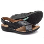 Sandália Feminina couro legítimo cor preta super confortável