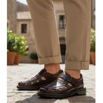 Sandália Masculina anti-stress fechada couro legítimo cor café