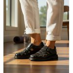 Sandália Masculina anti-stress fechada couro legítimo cor preta