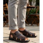 Sandália Masculina anti-stress tradicional couro legítimo cor café