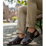 Sandália Masculina anti-stress tradicional couro legítimo cor café