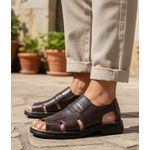 Sandália Masculina anti-stress tradicional couro legítimo cor café