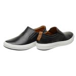 Tênis masculino slip on em couro legítimo cor preto