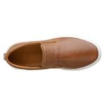 Tênis masculino slip on em couro legítimo cor tabaco