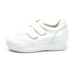 Tênis feminino ortopédico com velcro couro legítimo cor branco