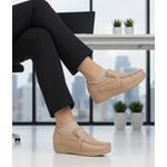 Mocassim feminino ortopédico com zíper couro legítimo cor nude