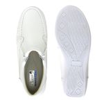 Mocassim feminino ortopédico com zíper couro legítimo cor branco