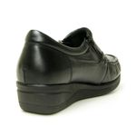 Mocassim feminino ortopédico com zíper couro legítimo cor preto