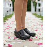 Mocassim feminino ortopédico com zíper couro legítimo cor preto