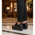 Tênis feminino ortopédico com velcro couro legítimo cor preto