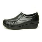 Mocassim feminino ortopédico com elástico couro legítimo cor preto