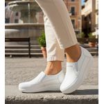 Sapato feminino ortopédico com elástico couro legítimo cor branco