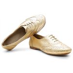 Oxford Feminino Couro Legítimo Pierrô - Dourado