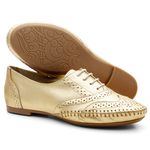 Oxford Feminino Couro Legítimo Pierrô - Dourado