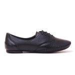 Sapato Casual Feminino Liso em Couro Legitimo Pierrô - Preto