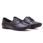 Sapato Casual Feminino Liso em Couro Legitimo Pierrô - Preto