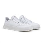 Tênis masculino casual super leve em couro legítimo cor branco