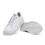 Tênis masculino casual super leve em couro legítimo cor branco