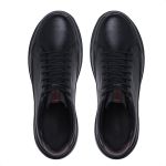 Tênis masculino casual super leve em couro legítimo cor preto