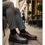 Sapato Social anti-stress tradicional couro legítimo cor café