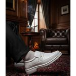 Sapato Social anti-stress tradicional com enfeite couro legítimo cor branco