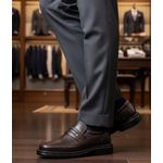 Sapato Social anti-stress tradicional com enfeite couro legítimo cor café