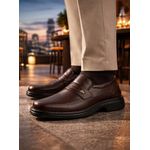 Sapato Social anti-stress tradicional com enfeite couro legítimo cor café