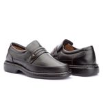 Sapato Social anti-stress tradicional com enfeite couro legítimo cor preto